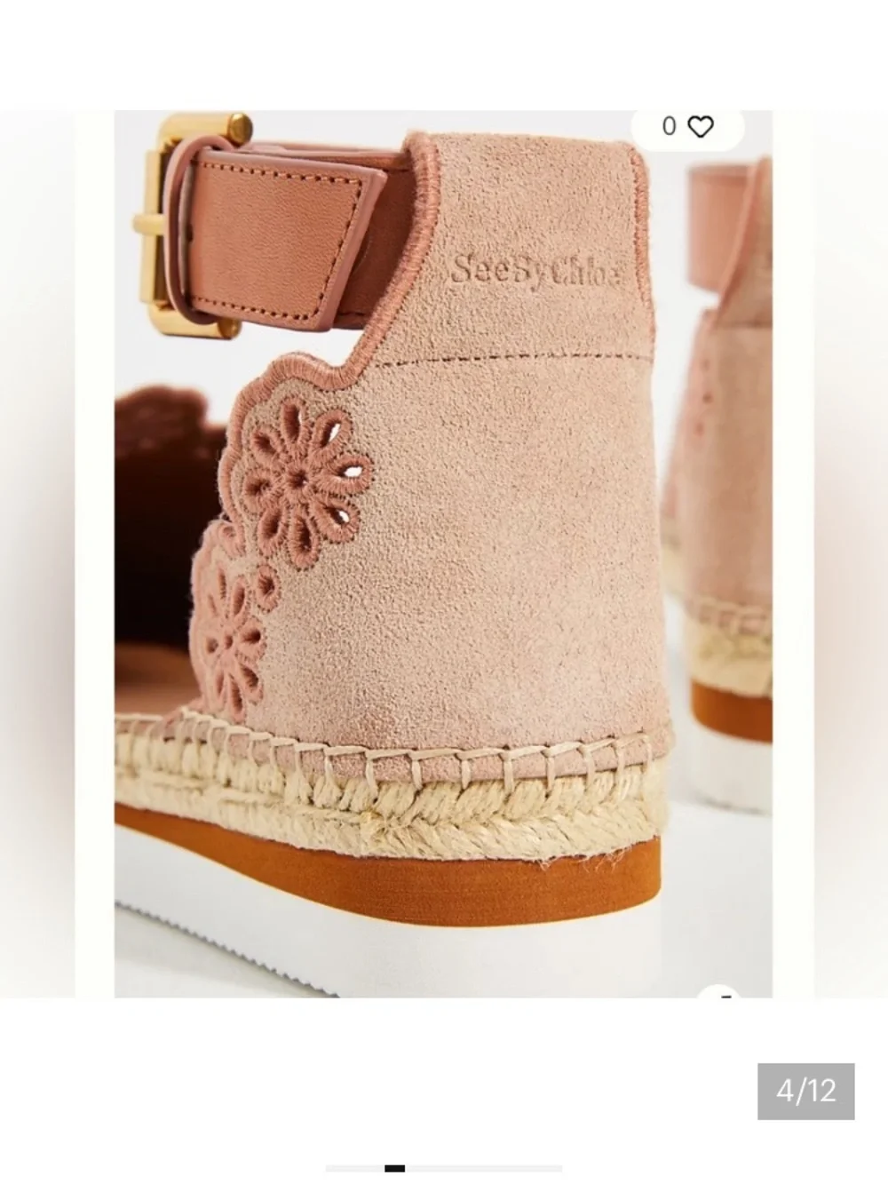 See By Chloe Glyn Suede Espadrille Cipria Color Size 8 Boho Cottage Feminine